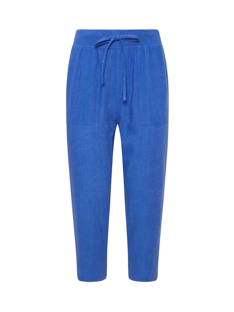 M&Co Blue Petite Linen Blend Cropped Trousers - Image 2 of 2