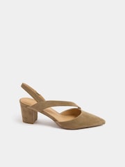 Long Tall Sally Natural Asymmetric Block Heels - Image 4 of 5