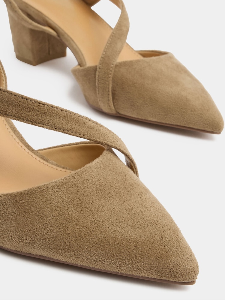 Long Tall Sally Natural Asymmetric Block Heels - Image 5 of 5