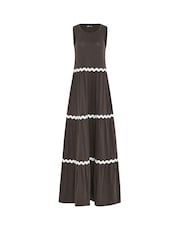 Long Tall Sally Brown Contrast Swirl Tiered Maxi Dress - Image 5 of 5