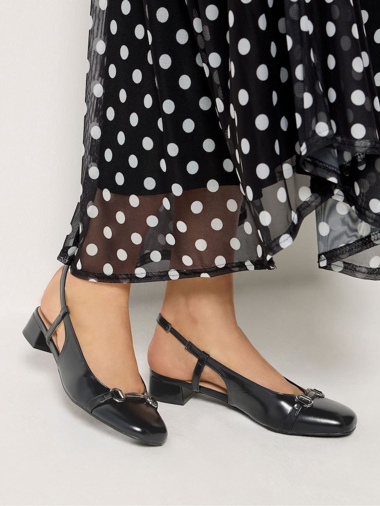 Long Tall Sally Black Snaffle Slingback Heels - Image 1 of 5