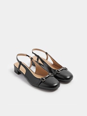 Long Tall Sally Black Snaffle Slingback Heels - Image 2 of 5