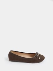 Long Tall Sally Brown Suedette Ballerina Pumps - Image 2 of 4