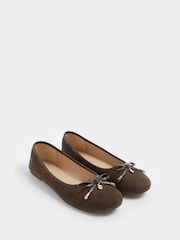 Long Tall Sally Brown Suedette Ballerina Pumps - Image 3 of 4