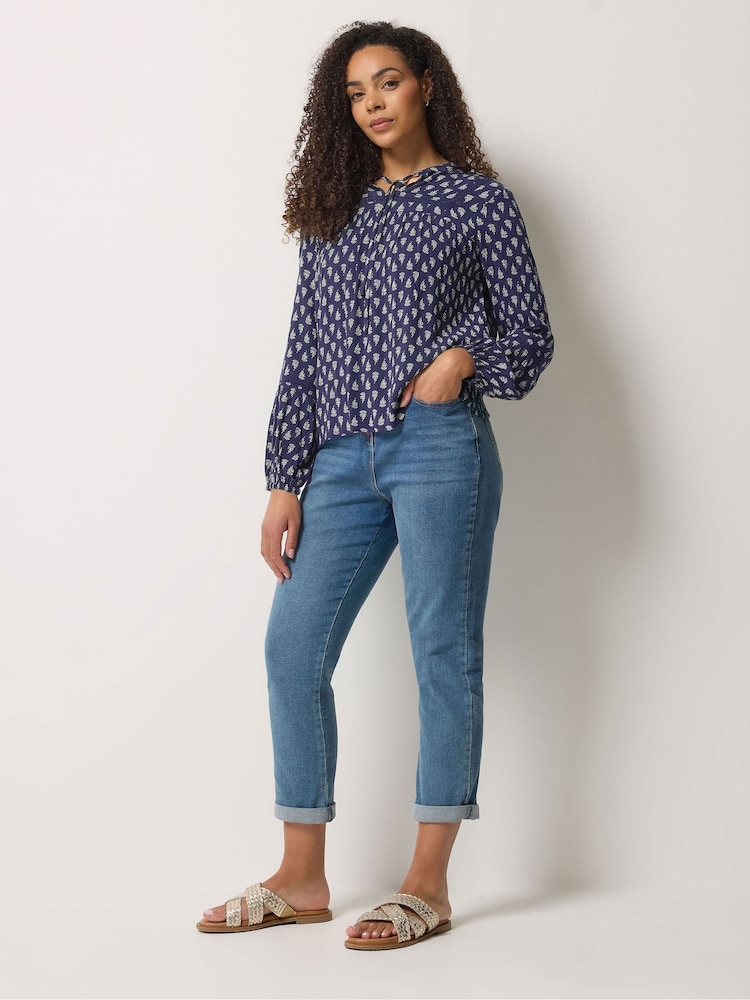 M&Co Blue Lace Trim Blouse - Image 2 of 6