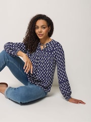 M&Co Blue Lace Trim Blouse - Image 4 of 6