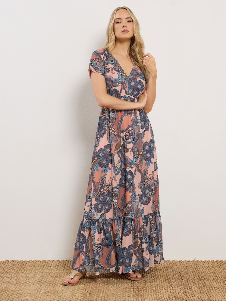 Long Tall Sally Natural Paisley Short Sleeve Maxi Dress - Image 1 of 5 Long Tall Sally Natural Paisley Short Sleeve Maxi Dress - Image 1 of 5