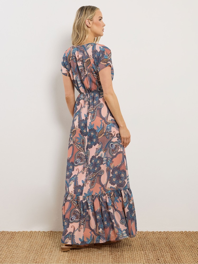 Long Tall Sally Natural Paisley Short Sleeve Maxi Dress - Image 2 of 5 Long Tall Sally Natural Paisley Short Sleeve Maxi Dress - Image 2 of 5