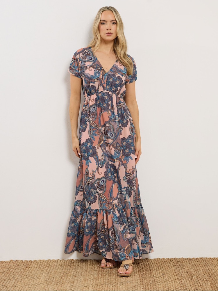 short sleeve paisley dress Wholesale Paisley Print V Neck Short Sleeve Vacation Maxi Dress (S-XL) for your store