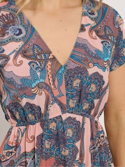 Long Tall Sally Natural Paisley Short Sleeve Maxi Dress - Image 4 of 5