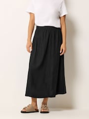M&Co Black Petite Linen Blend Maxi Skirt - Image 1 of 2