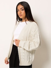 M&Co Natural Petite Crochet Knitted Cardigan - Image 1 of 2