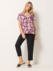 M&Co Purple Floral Print Linen Blend Top - Image 2 of 4