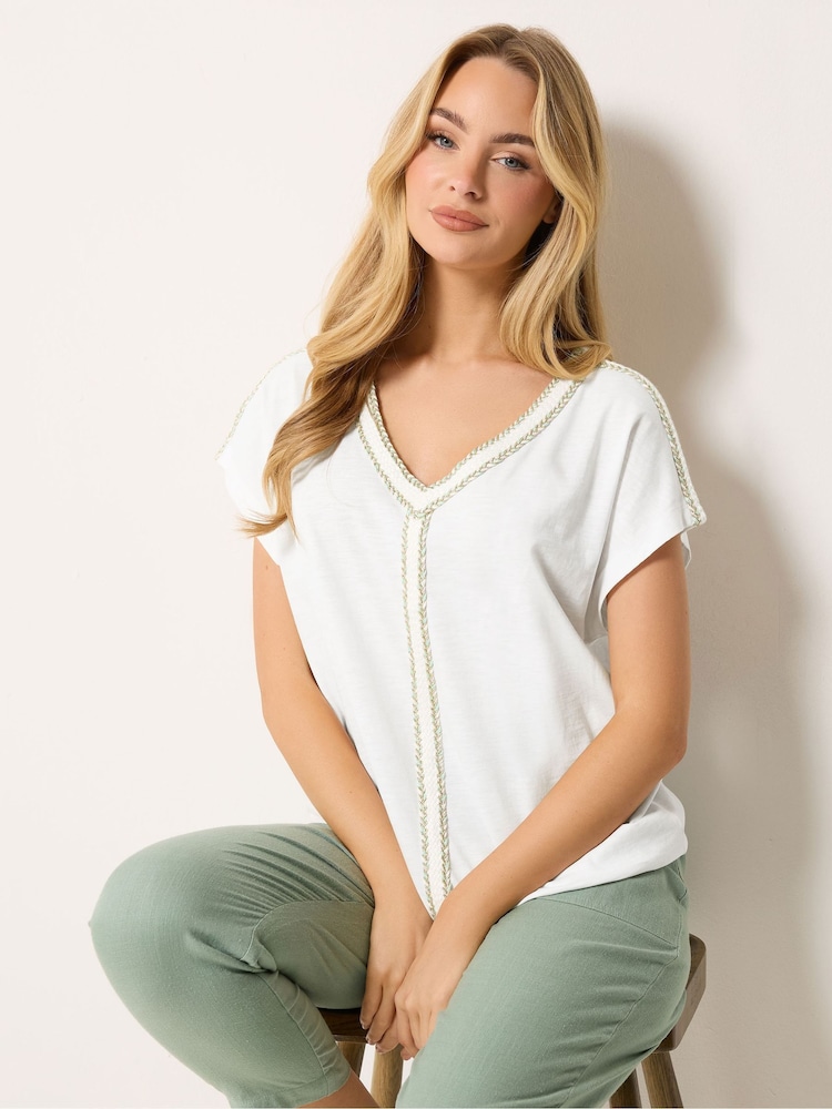 M&Co White Rope Embroidered T-Shirt - Image 1 of 5 M&Co White Rope Embroidered T-Shirt - Image 1 of 5