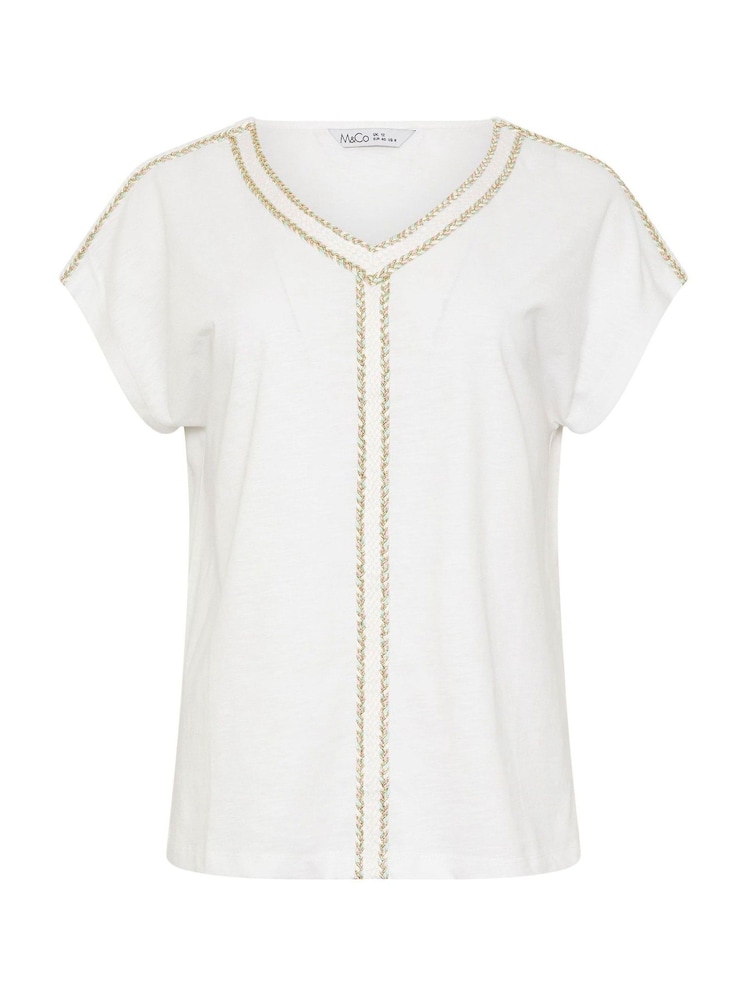 M&Co White Rope Embroidered T-Shirt - Image 5 of 5 M&Co White Rope Embroidered T-Shirt - Image 5 of 5