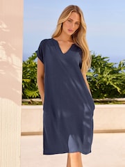M&Co Notch Neck Linen Blend Midi Dress - Bild 1 von 2