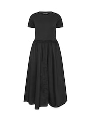 PixieGirl Petite Black Short Sleeve Mixed Ruffle Seam Midi Dress - Image 2 of 2