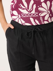 M&Co Black Petite Linen Blend Cropped Trousers - Image 4 of 5