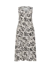 לבן - M&Co V-Neck Fit & Flare Linen Blend Dress - תמונה 5 מתוך 5