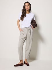 M&Co Natural Petite Linen Blend Cropped Trousers - Image 3 of 4