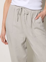 M&Co Natural Petite Linen Blend Cropped Trousers - Image 4 of 4