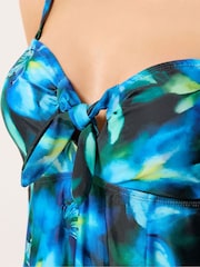 M&Co Blue Blurred Floral Print Knot Front Swimdress - Image 4 of 7