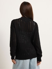 שחור - PixieGirl Petite Crochet Bomber Cardigan - תמונה 3 מתוך 5
