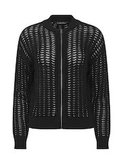 שחור - PixieGirl Petite Crochet Bomber Cardigan - תמונה 5 מתוך 5