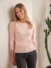 Pure Collection Strawberry Cream Cashmere Crew Neck Jumper - Image 1 of 3
