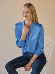 Kornblume - Pure Collection Hemd aus Seidensatin, gepunktet - Bild 1 von 3