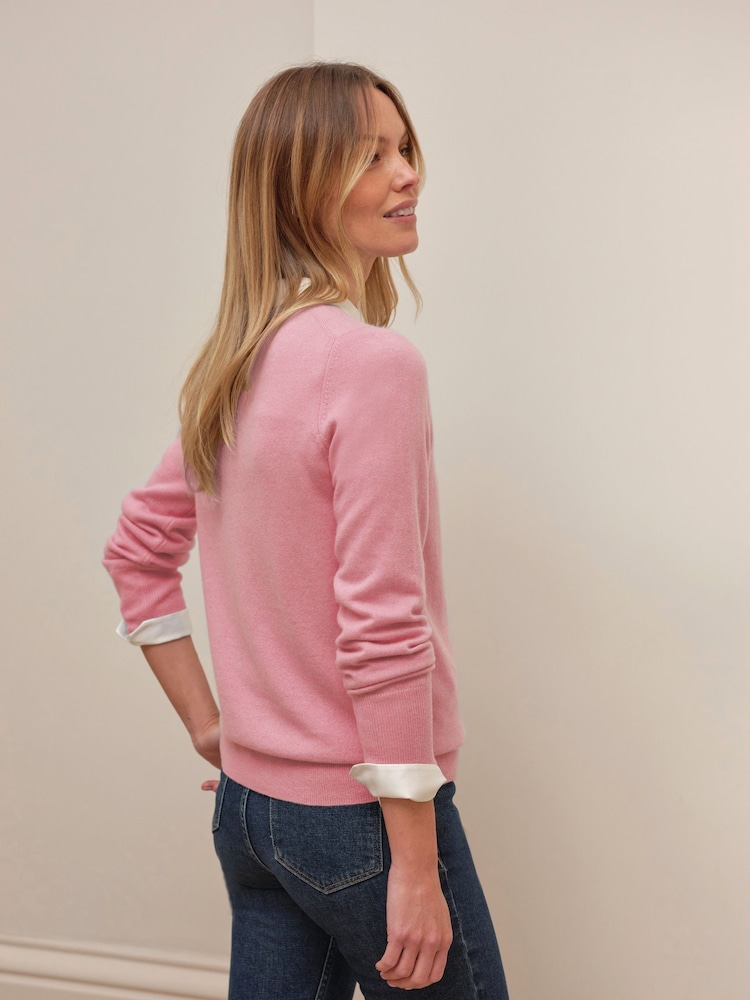 Pure Collection Pink Cashmere Crew Neck Jumper - Image 2 of 3