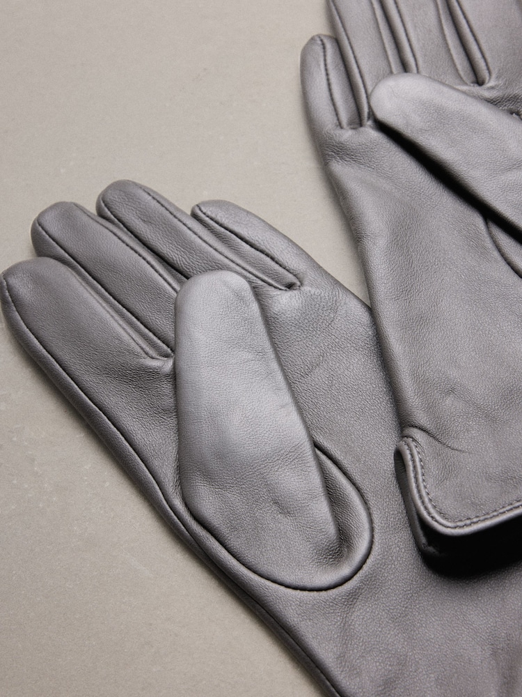 Grau - Handschuh aus Leder - Bild 2 von 3