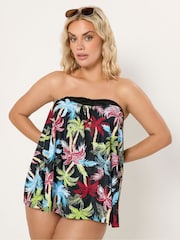 Yours Curve Black Contrast A Line Tankini - Image 3 of 6