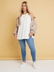 Yours Curve Floral Broderie Anglaise Trägershirt - Bild 3 von 4