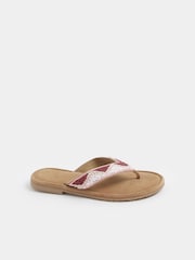 Yours Curve Pink Wide Fit EEE Extra-Wide Fit Faux Suede Beaded Sandals - Image 2 of 4