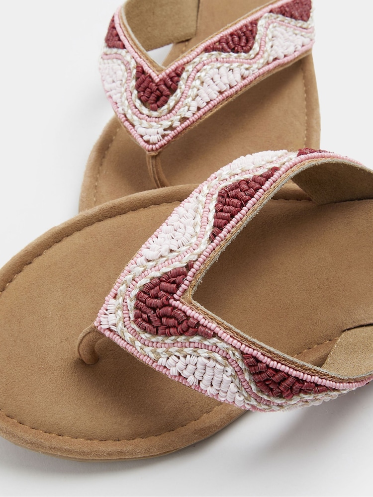 Yours Curve Pink Wide Fit EEE Extra-Wide Fit Faux Suede Beaded Sandals - Image 4 of 4