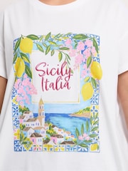 Yours Curve White Sicily Italia' Graphic T-Shirt - Image 4 of 5