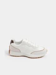 Yours Curve White Wide Fit Faux Leather Runner Trainers - Image 2 of 5