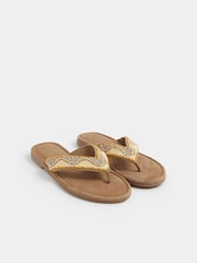 Yours Curve Natural Wide Fit EEE Extra-Wide Fit Faux Suede Beaded Sandals - Image 2 of 4