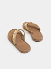 Yours Curve Natural Wide Fit EEE Extra-Wide Fit Faux Suede Beaded Sandals - Image 3 of 4