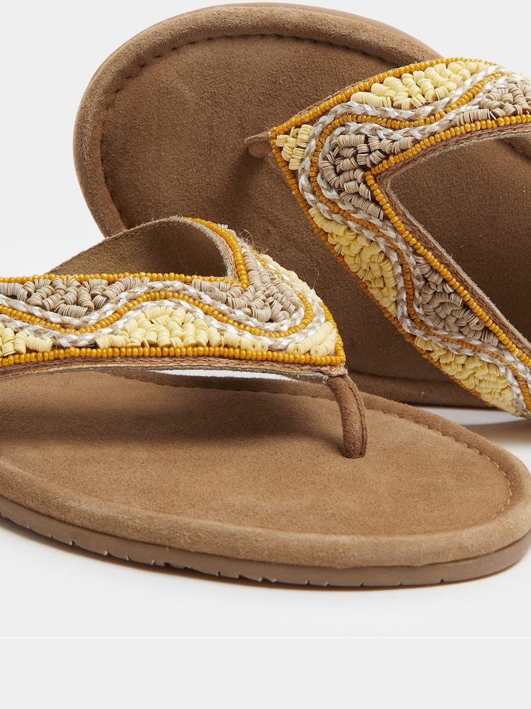 Yours Curve Natural Wide Fit EEE Extra-Wide Fit Faux Suede Beaded Sandals - Image 4 of 4