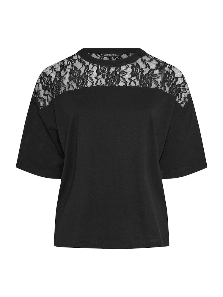 Yours Curve Black Limited Lace Insert T-Shirt - Image 5 of 5