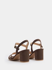 Yours Curve Brown Extra Wide Fit Faux Suede Mid Block Heel Sandals - Image 4 of 5