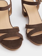 Yours Curve Brown Extra Wide Fit Faux Suede Mid Block Heel Sandals - Image 5 of 5