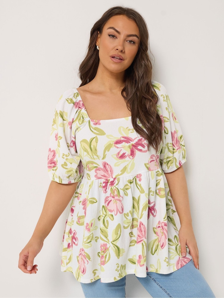 Yours Curve フローラル ペプラム トップス - 画像 2 / 6