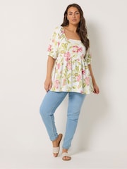 Yours Curve フローラル ペプラム トップス - 画像 3 / 6