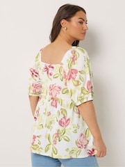 Yours Curve フローラル ペプラム トップス - 画像 4 / 6