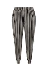Yours Curve Black Striped Jersey Cuffed Trousers - Image 6 of 6