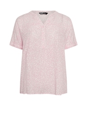 Yours Curve Pink Crinkle Notch Neck Top - Image 5 of 5