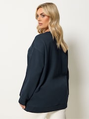 Yours Curve Blue Heart Print Sweatshirt - Image 3 of 5